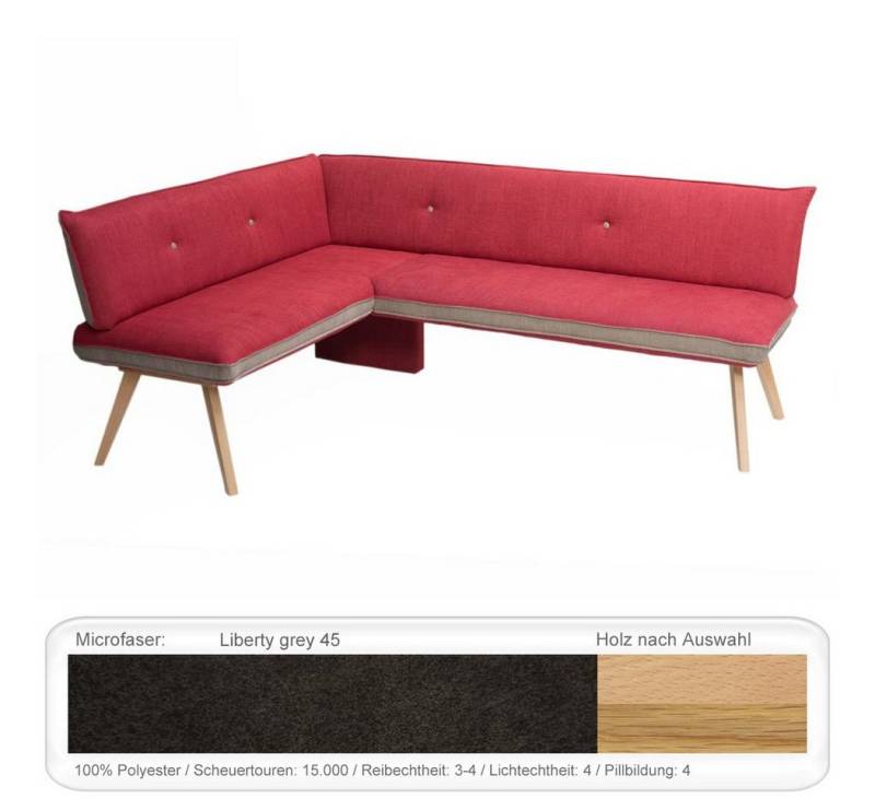 expendio Eckbank Gerit 1, Eiche natur, Liberty grey 45 180x160 cm Komfortsitz Wellenfederung von expendio