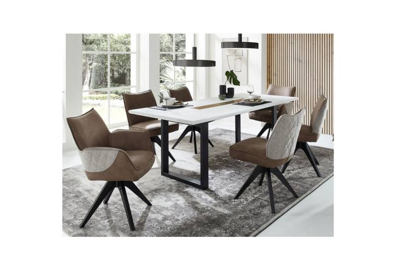 expendio Essgruppe Frederik 64, (Spar-Set, 7-tlg), weiß matt / schwarz, grau-braun von expendio