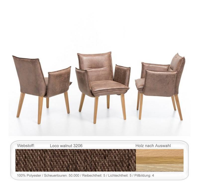 expendio Esszimmersessel Gerit 2 (Spar-Set, 4-St), Buche natur lackiert, Loco walnut 3206 aus Massivholz von expendio