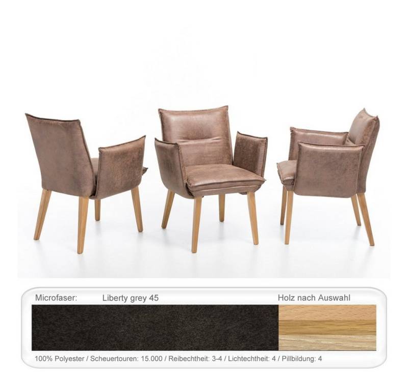 expendio Esszimmersessel Gerit 2 (Spar-Set, 4-St), Eiche natur lackiert, Liberty grey 45 aus Massivholz von expendio