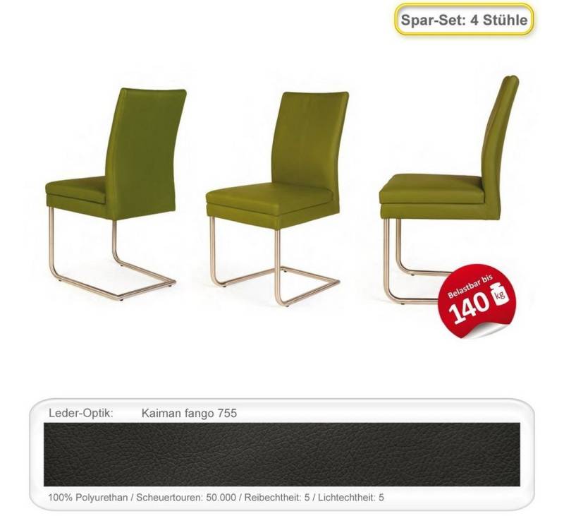 expendio Freischwinger Gonda (Spar-Set, 4 St), Schwingstuhl Kaiman fango von expendio
