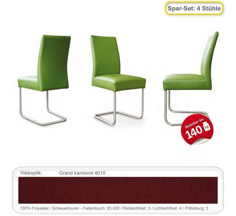 expendio Freischwinger Kaja (Spar-Set, 4 St), Schwingstuhl Grand kaminrot (4010) von expendio