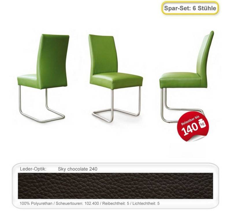 expendio Freischwinger Kaja (Spar-Set, 6 St), Schwingstuhl Sky chocolate 240 von expendio