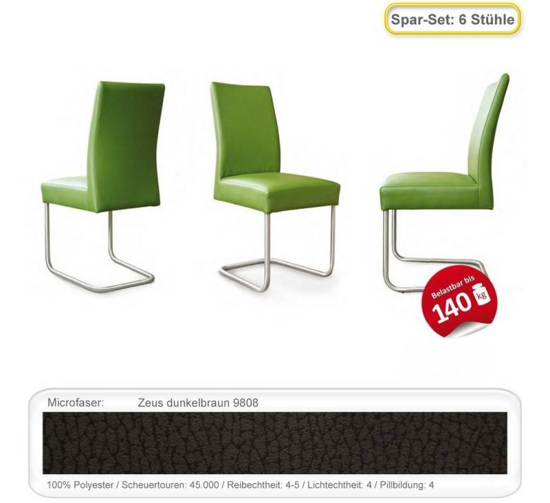 expendio Freischwinger Kaja (Spar-Set, 6 St), Schwingstuhl Zeus dunkelbraun (9808) von expendio