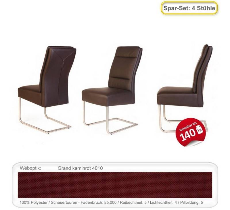 expendio Freischwinger Nubia (Spar-Set, 4 St), Schwingstuhl Grand kaminrot (4010) von expendio