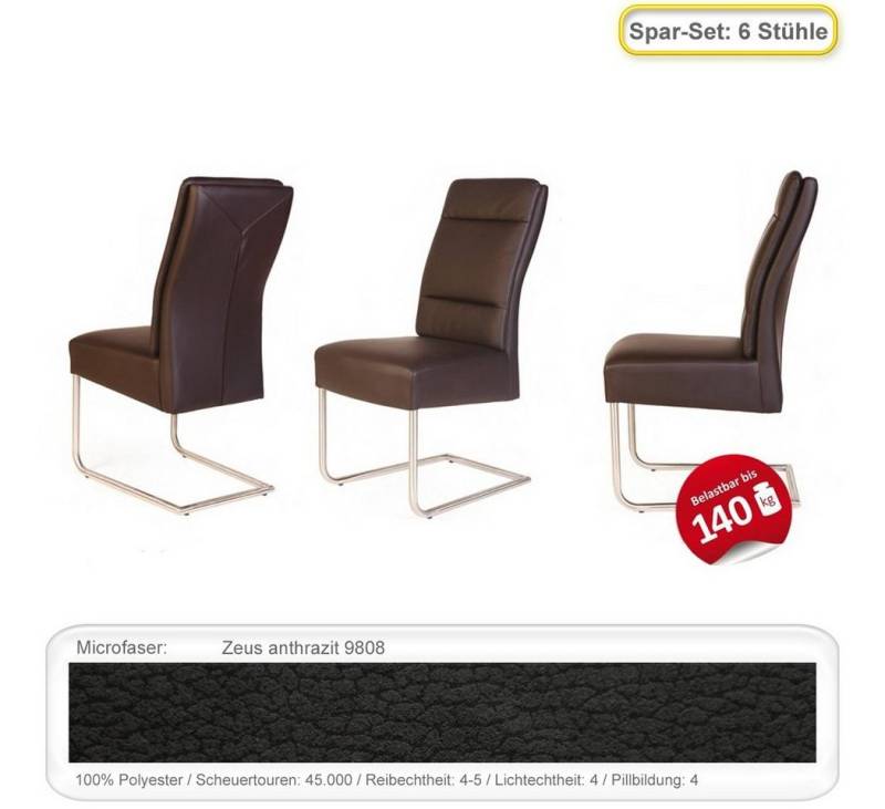 expendio Freischwinger Nubia (Spar-Set, 6 St), Schwingstuhl Zeus anthrazit (9809) von expendio