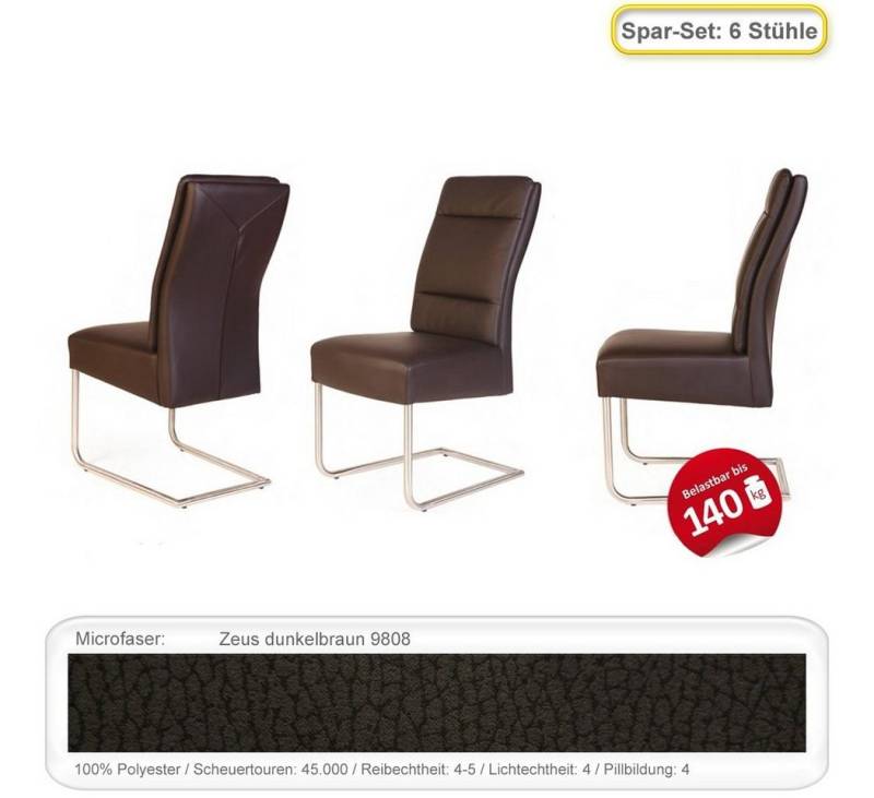 expendio Freischwinger Nubia (Spar-Set, 6 St), Schwingstuhl Zeus dunkelbraun (9808) von expendio