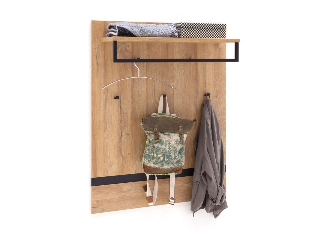 expendio Garderobe Torrico 4, Grandson Oak 90x113x28 melaminbeschichtet Ablage und Kleiderstange von expendio