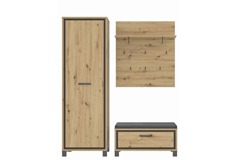 expendio Garderoben-Set Trace 41, (Spar-Set, 3-St), Artisan Eiche Nb. / Schwarz Eiche Nb., 190x200x45 cm von expendio