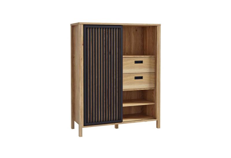 expendio Highboard Judith 3, Mauvella Oak Nb. / schwarz 104x130x41 cm von expendio