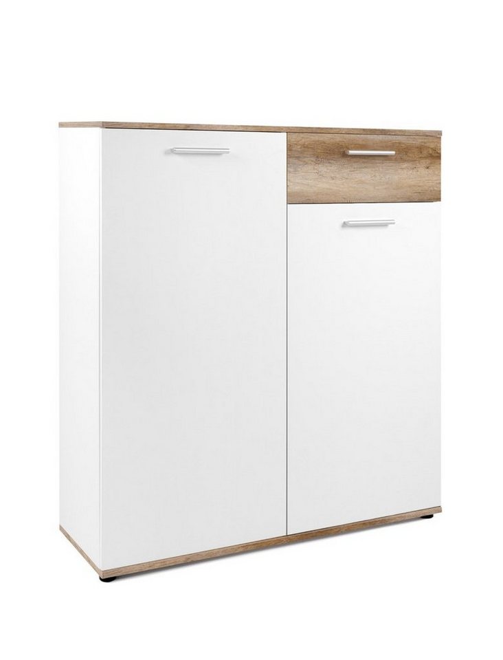 expendio Highboard Jule 53A, Wildeiche weiß 100x115x34 cm mit viel Stauraum von expendio