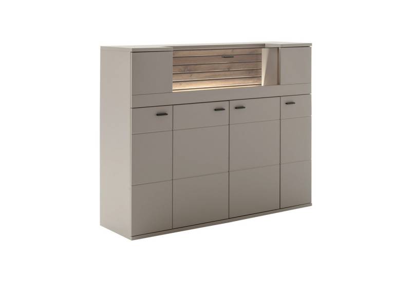 expendio Highboard Lureno 2, Basalt / Wotan Eiche Nb. 150x121x44 cm von expendio