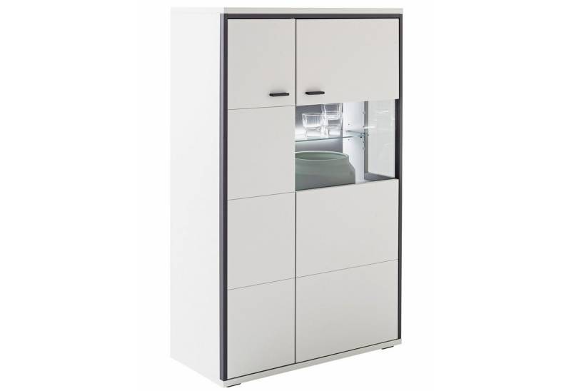 expendio Highboard Martha 3, Modern white tiefgezogen / schwarzgrau, 84x136x38 cm von expendio