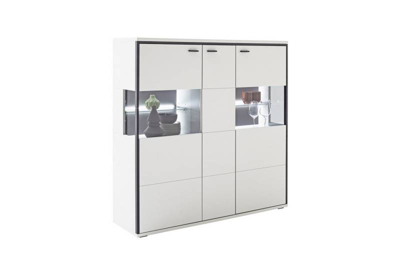expendio Highboard Martha 4, Modern white tiefgezogen / schwarzgrau, 134x136x38 cm von expendio