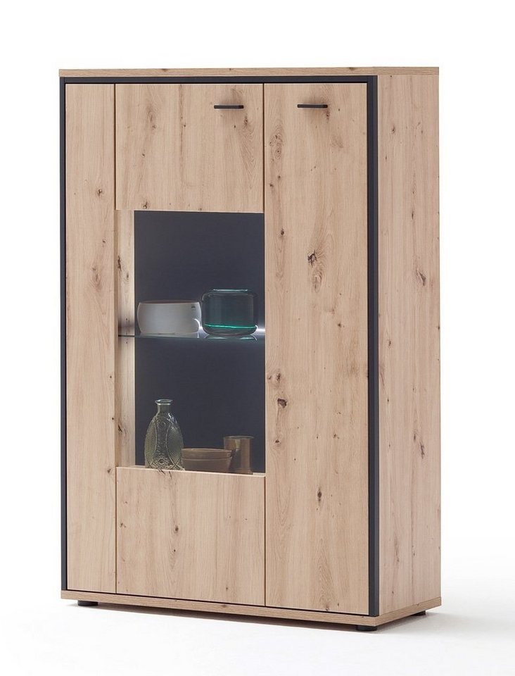 expendio Highboard Mendoza 5, Balkeneiche 93x142x38 cm montiert von expendio