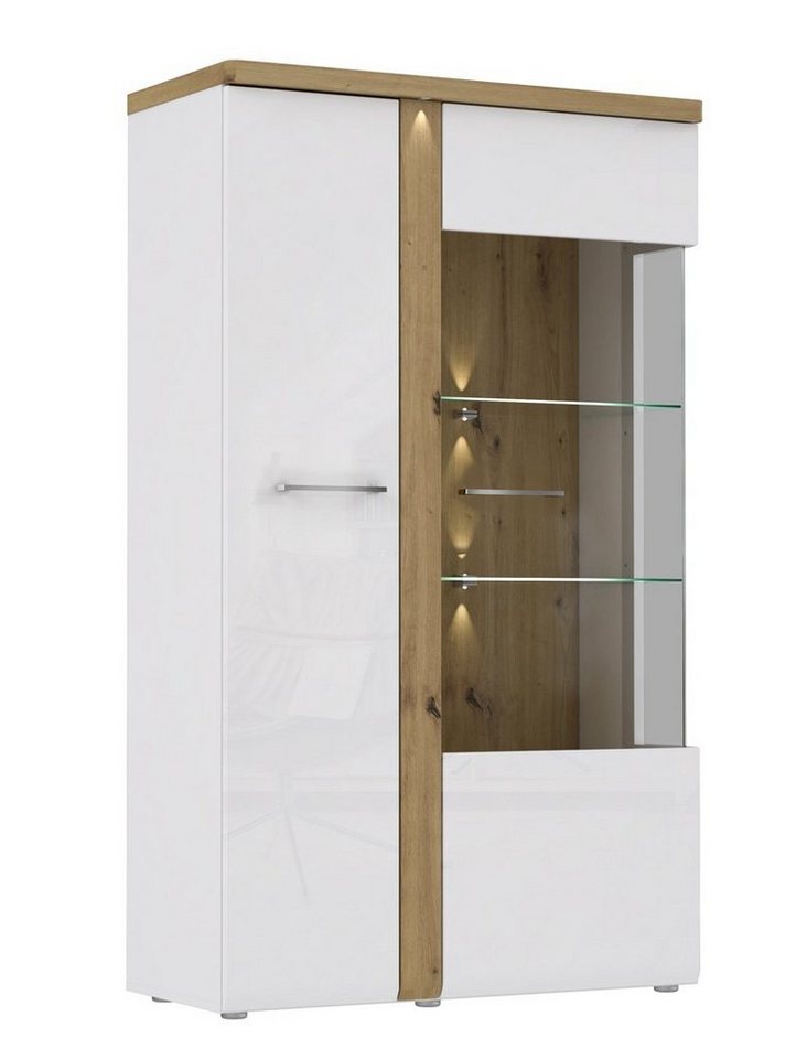 expendio Highboard Talena 3, Highboard, weiß Hochglanz, 99 x 154 x 44 cm, inklusive LED-Minispot von expendio
