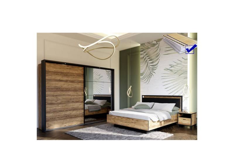expendio Jugendzimmer-Set Hailey 22, (Spar-Set, 5-tlg), Alpine Picea Nb. / schwarz von expendio