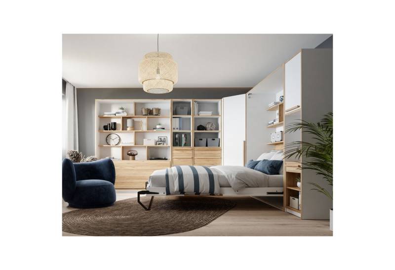 expendio Jugendzimmer-Set Simon 27, (Spar-Set, 7-St), Weiß / Catania Oak, 180x241x58 cm von expendio