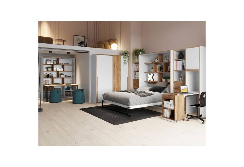 expendio Jugendzimmer-Set Simon 29, (Spar-Set, 7-St), Weiß / Catania Oak, 180x241x58 cm von expendio