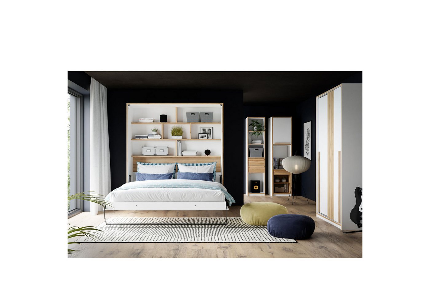 expendio Jugendzimmer-Set Simon 30, (Spar-Set, 6-St), Weiß / Catania Oak, 180x241x58 cm von expendio