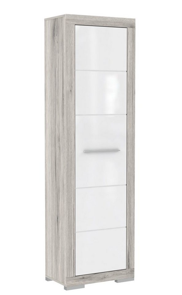 expendio Kleiderschrank Aubert 1 Garderobenschrank weiß Hochglanz / Sandeiche 58x198x37 cm von expendio