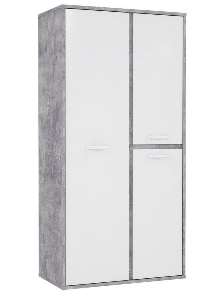 expendio Kleiderschrank Coburg 5 Drehtürenschrank Betonoptik Hochglanz weiß 100x202x53 cm von expendio