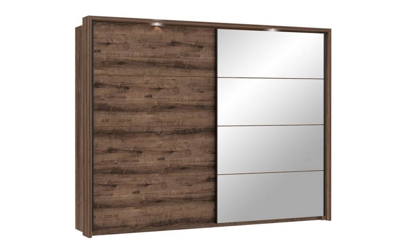 expendio Kleiderschrank Joyce 12B Script-Schlamm- / Schwarzeiche Nb. 270x210x62 cm, Spiegel, bel. Kranz von expendio