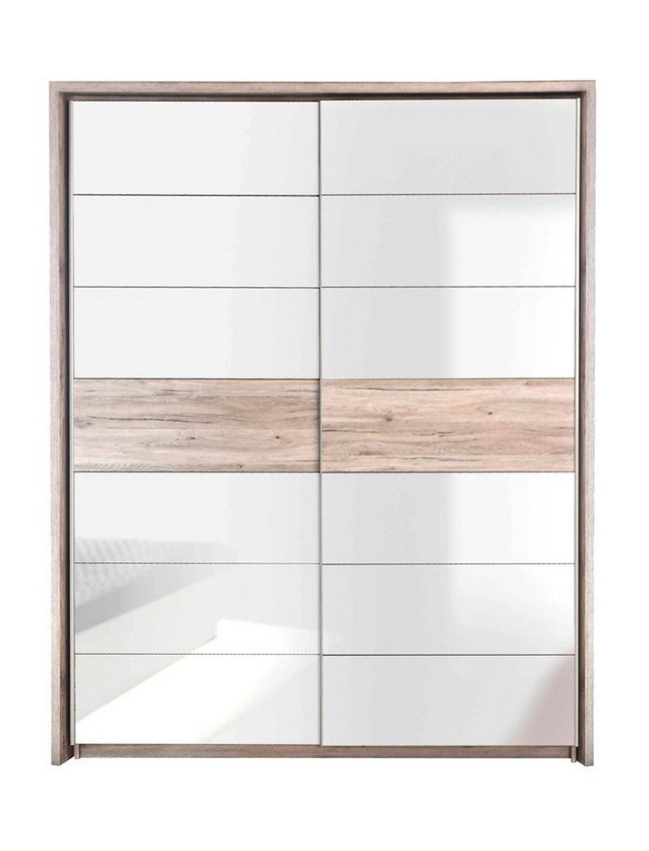 expendio Kleiderschrank Rubio 8 2x NakoSandeiche-weiß Hochglanz, mit Kranz, 170x210x61 cm von expendio