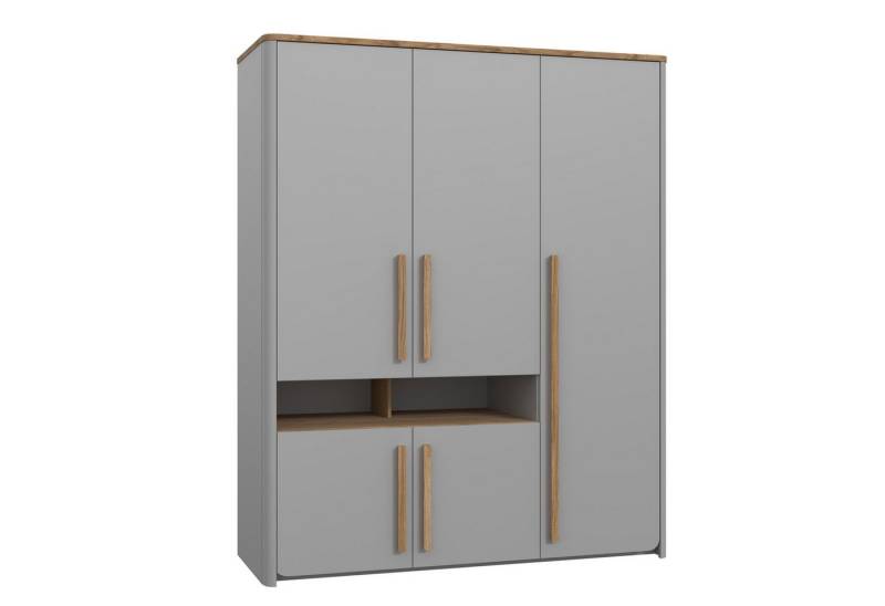 expendio Kleiderschrank Selim 4 grau / Catania Oak Nb. 158x195x59 cm von expendio