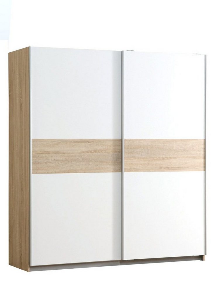 expendio Kleiderschrank Wisal 15 Schwebetürenschrank Sonoma Eiche weiß 170x191x61 cm Kleiderstangen von expendio