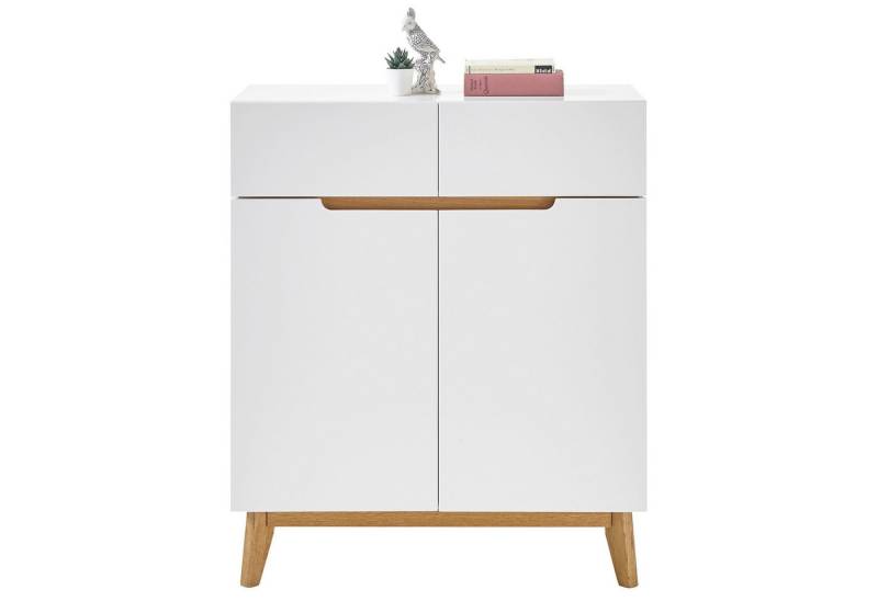 expendio Kommode Celio 12, weiß matt lackiert / Beine: Asteiche massiv geölt, 85x101x40 cm von expendio