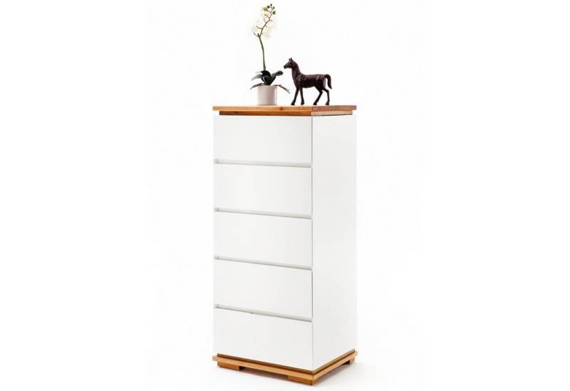 expendio Kommode Cindro 7, weiß matt lackiert / Deckplatte: Asteiche massiv, geölt, 51x115x40 cm von expendio
