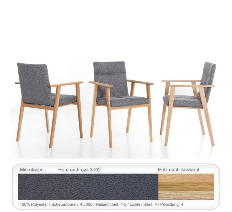 expendio Polsterstuhl Aranel (Spar-Set, 6 St), Armlehnstuhl Eiche bianco geölt Hera anthrazit 3102 aus Massivholz von expendio