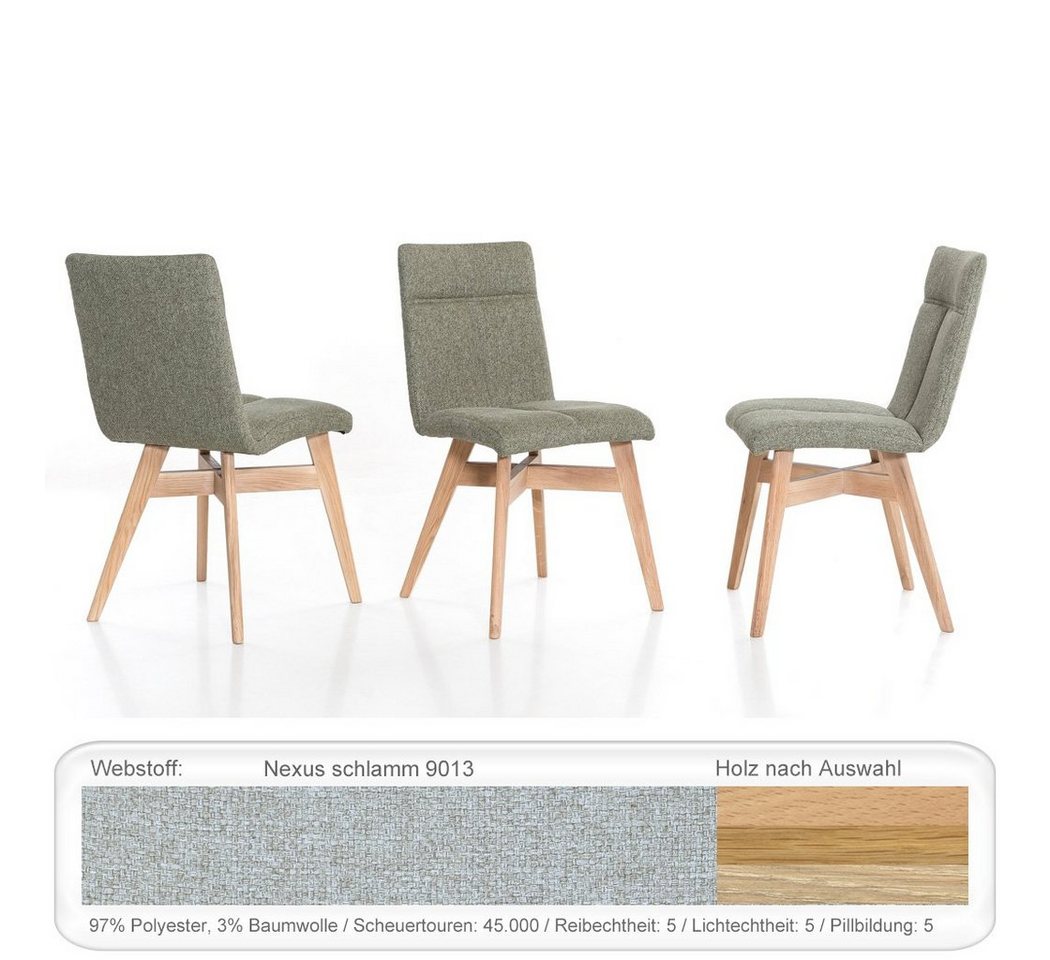 expendio Polsterstuhl Aranel (Spar-Set, 6 St), Eiche natur geölt Nexus schlamm 9013 aus Massivholz von expendio