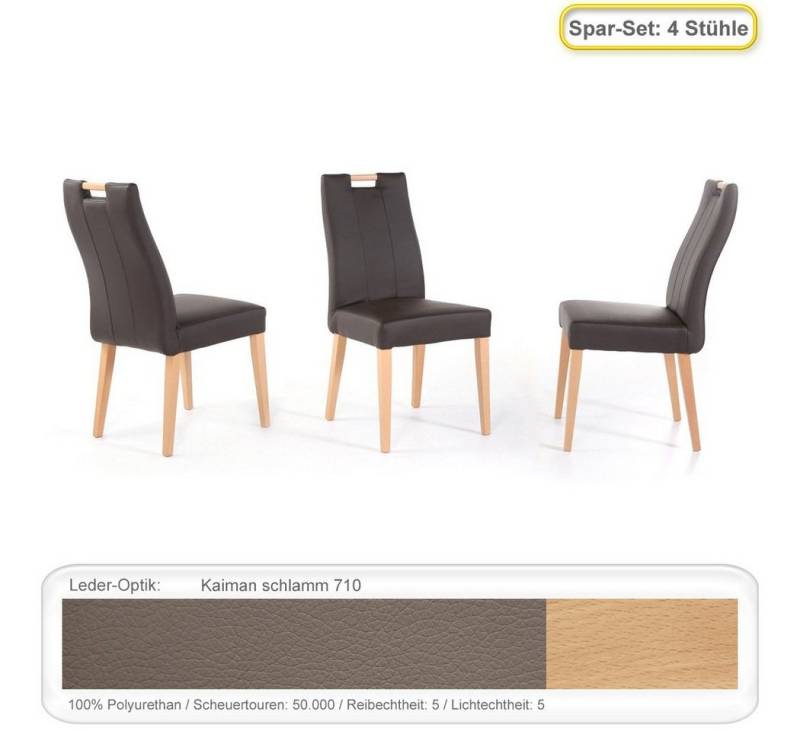 expendio Polsterstuhl Joana (Spar-Set, 4 St), Polsterstuhl Buche natur Kaiman schlamm von expendio