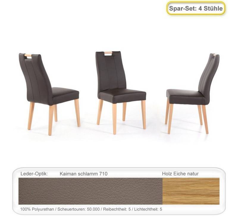expendio Polsterstuhl Joana (Spar-Set, 4 St), Polsterstuhl Eiche natur Kaiman schlamm von expendio
