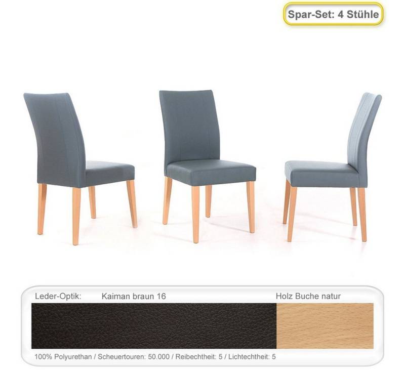 expendio Polsterstuhl Lana (Spar-Set, 4 St), Polsterstuhl Buche natur Kaiman braun von expendio