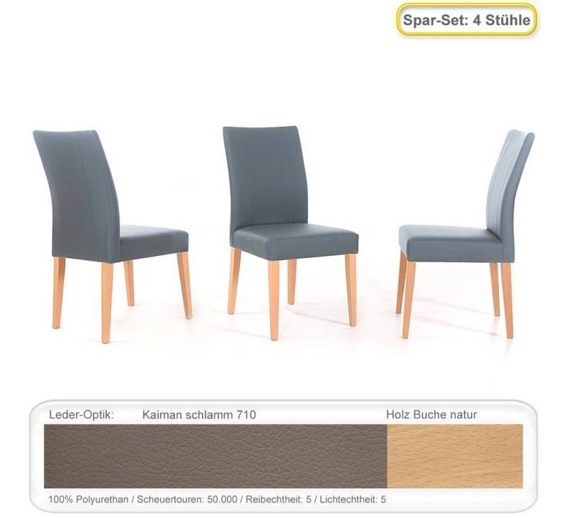 expendio Polsterstuhl Lana (Spar-Set, 4 St), Polsterstuhl Buche natur Kaiman schlamm von expendio