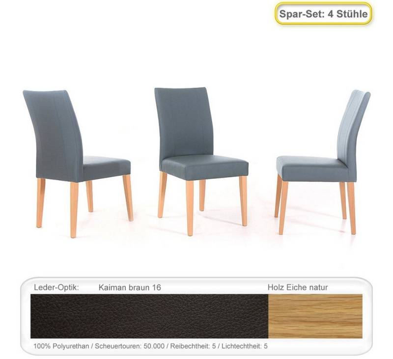 expendio Polsterstuhl Lana (Spar-Set, 4 St), Polsterstuhl Eiche natur Kaiman braun von expendio