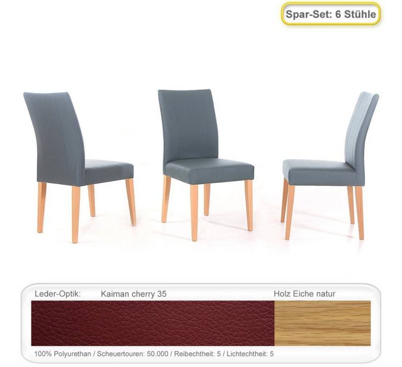 expendio Polsterstuhl Lana (Spar-Set, 6 St), Polsterstuhl Eiche natur Kaiman cherry von expendio