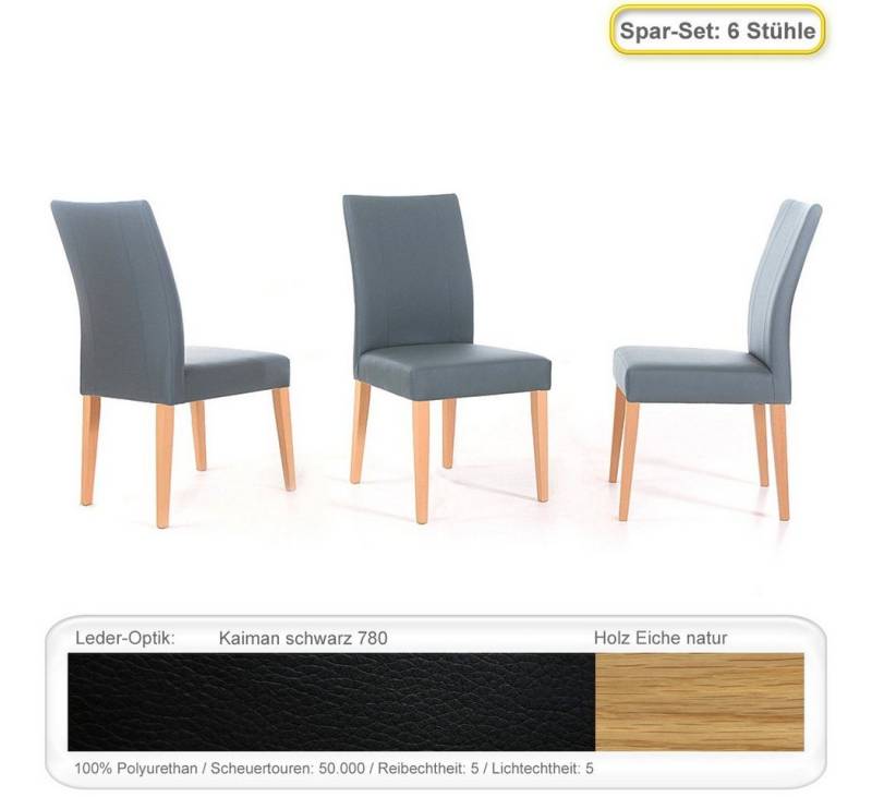 expendio Polsterstuhl Lana (Spar-Set, 6 St), Polsterstuhl Eiche natur Kaiman schwarz von expendio