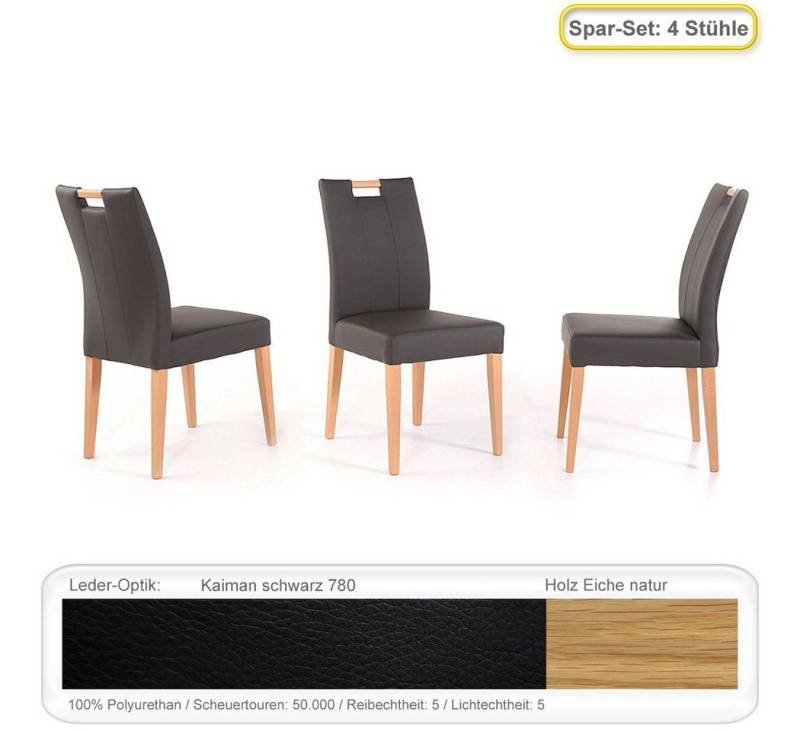 expendio Polsterstuhl Louisa (Spar-Set, 4 St), Polsterstuhl Eiche natur Kaiman schwarz von expendio