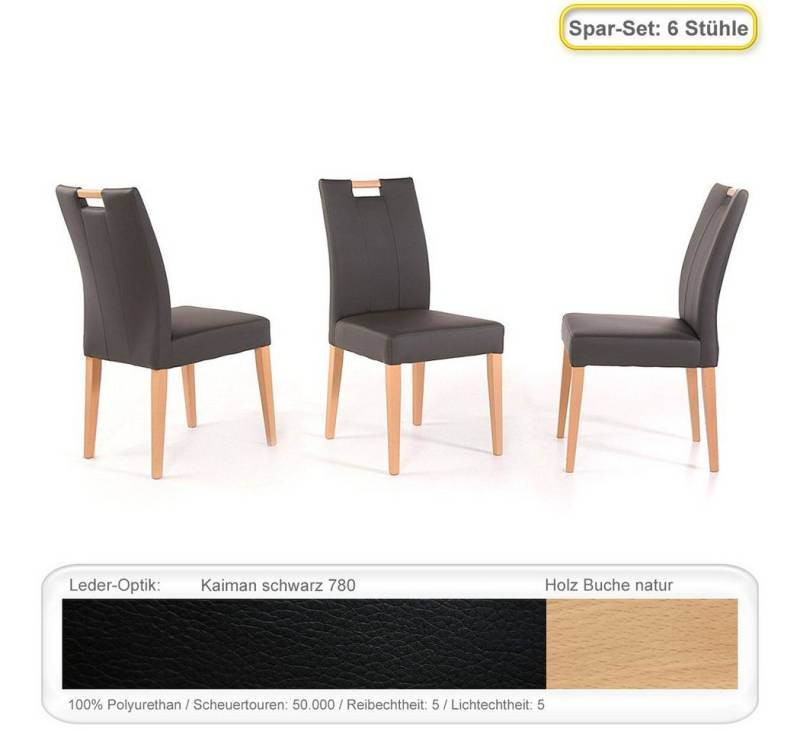 expendio Polsterstuhl Louisa (Spar-Set, 6 St), Polsterstuhl Buche natur Kaiman schwarz von expendio