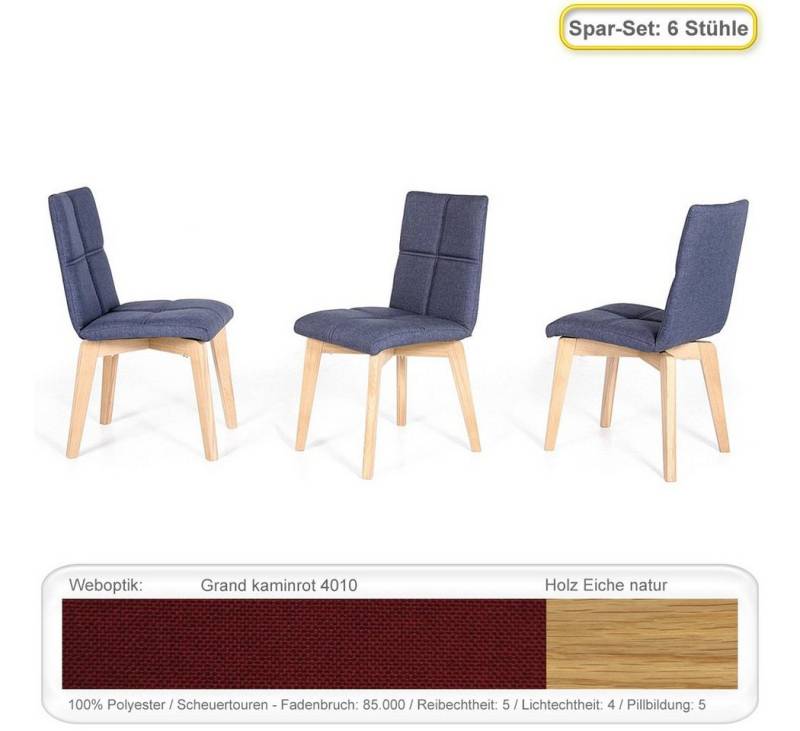 expendio Polsterstuhl Manja 2 (Spar-Set, 6 St), Polsterstuhl Eiche natur Grand kaminrot (4010) von expendio