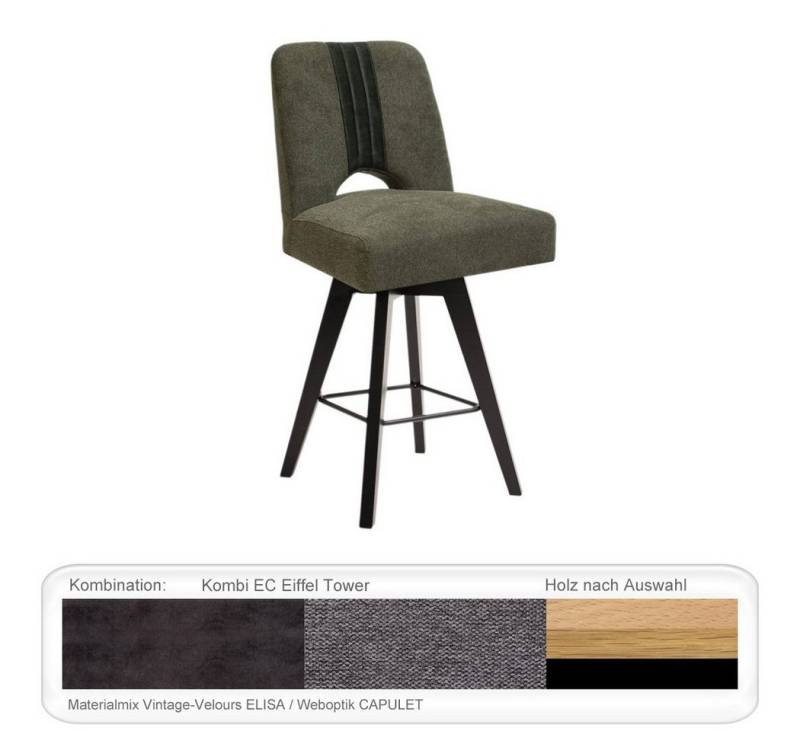 expendio Polsterstuhl Naomi (Spar-Set, 4 St), Buche schwarz, Kombi EC Eiffel Tower Massivholz Drehgestell Sitzgurte von expendio
