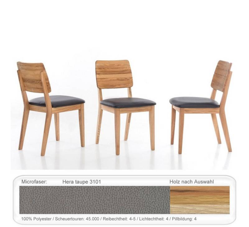 expendio Polsterstuhl Norea 3, Kernbuche geölt, Hera taupe 3101 aus Massivholz von expendio