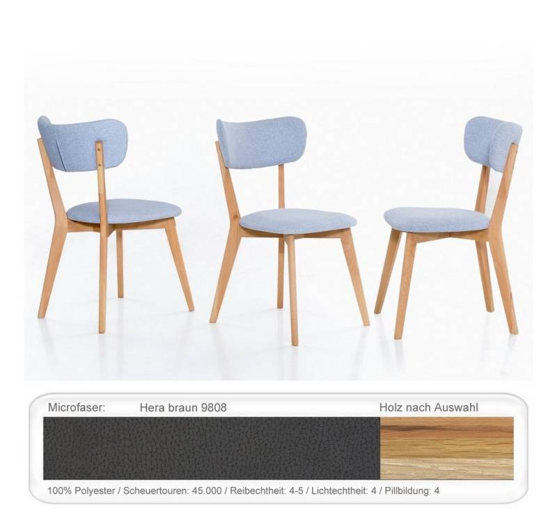 expendio Polsterstuhl Norina 12, Eiche natur geölt, Hera braun 9808 aus Massivholz von expendio
