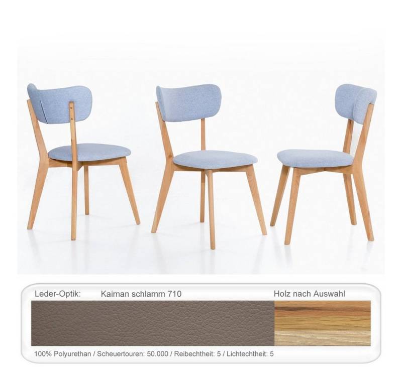 expendio Polsterstuhl Norina 12 (Spar-Set, 6 St), Eiche bianco geölt geölt, Kaiman schlamm 710 aus Massivholz von expendio