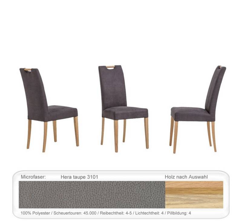 expendio Polsterstuhl Silvana (Spar-Set, 4 St), Buche natur lackiert, Hera taupe 3101 aus Massivholz mit Holzgriff von expendio