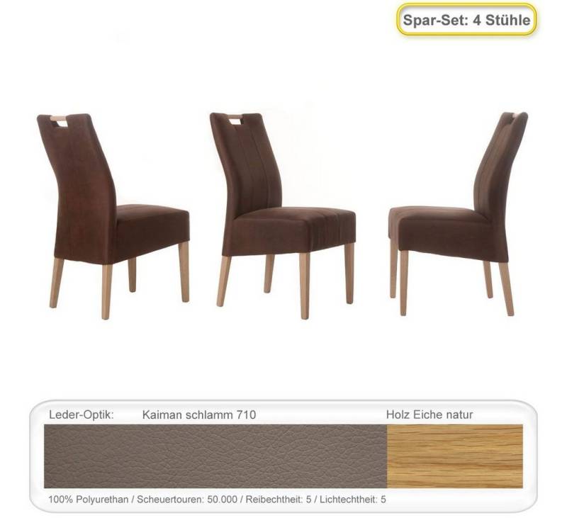 expendio Polsterstuhl Vigga (Spar-Set, 4 St), Polsterstuhl Eiche natur lackiert Kaiman schlamm von expendio